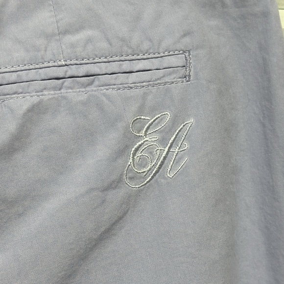 EMPORIO ARMANI Purple Lightweight Cotton Back Embroidery Logo Straight Leg Pants - Picture 5 of 6